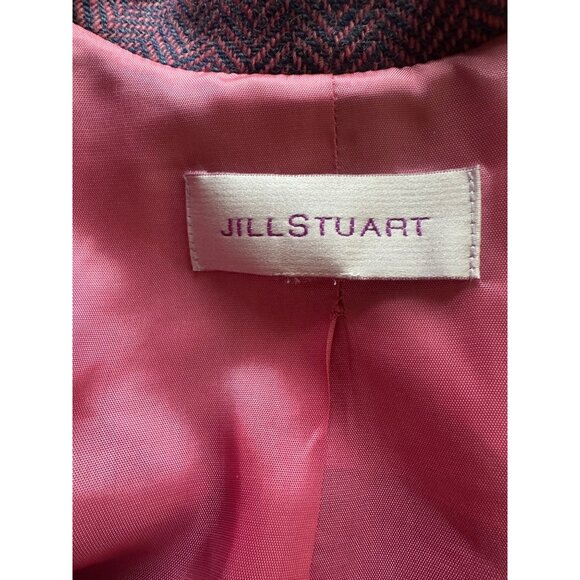 Vtg Jill Stuart Herringbone Wool Coat Womens Size XS Mad Men Retro MCM Timeless - Picture 6 of 8